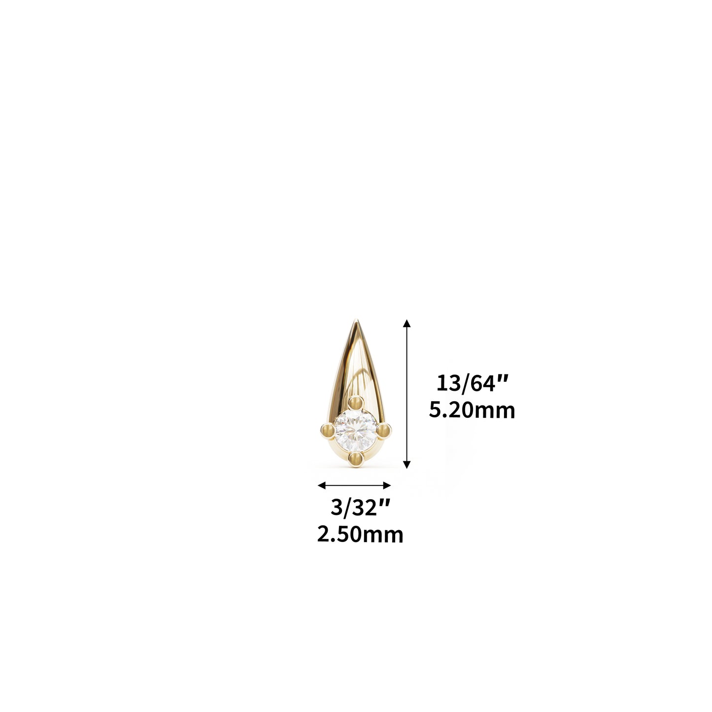 14K Gold Diamond Spike Threadless End