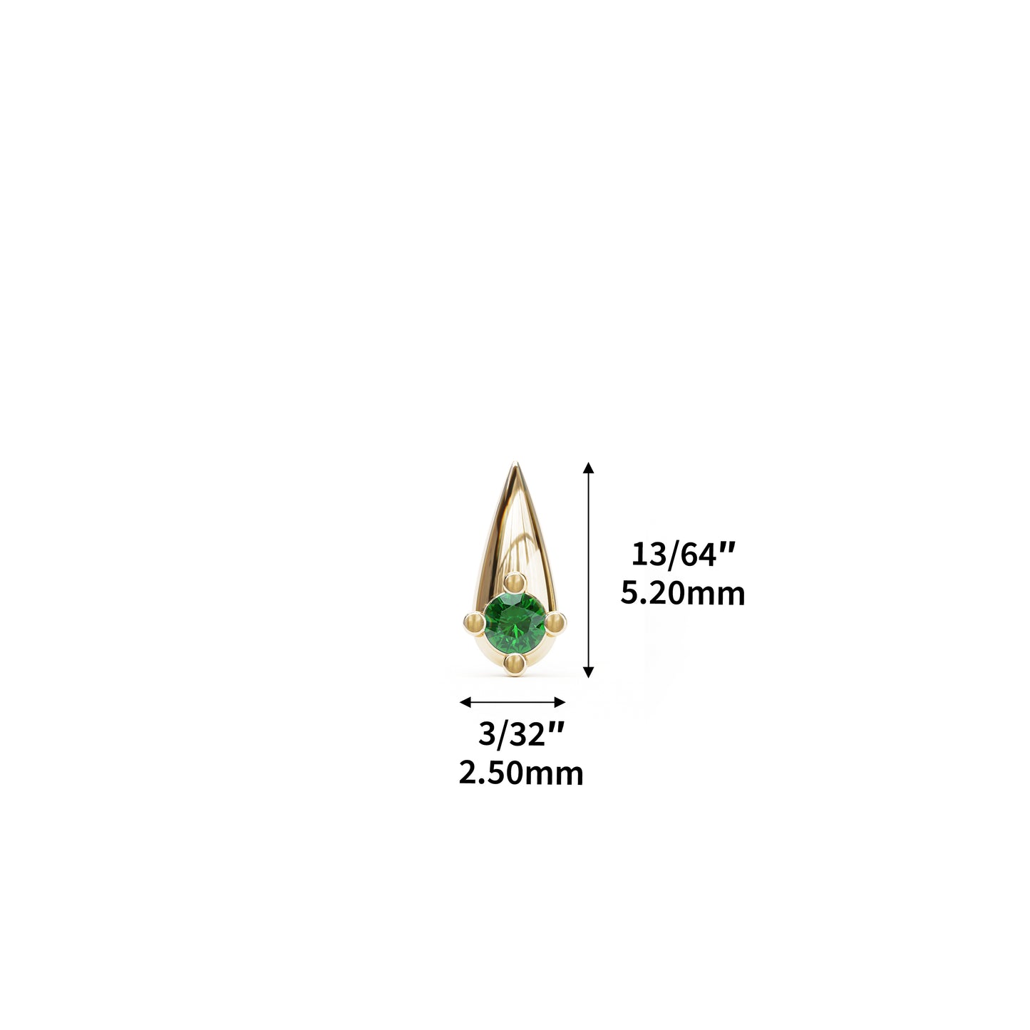 14K Gold Emerald Spike Threadless End