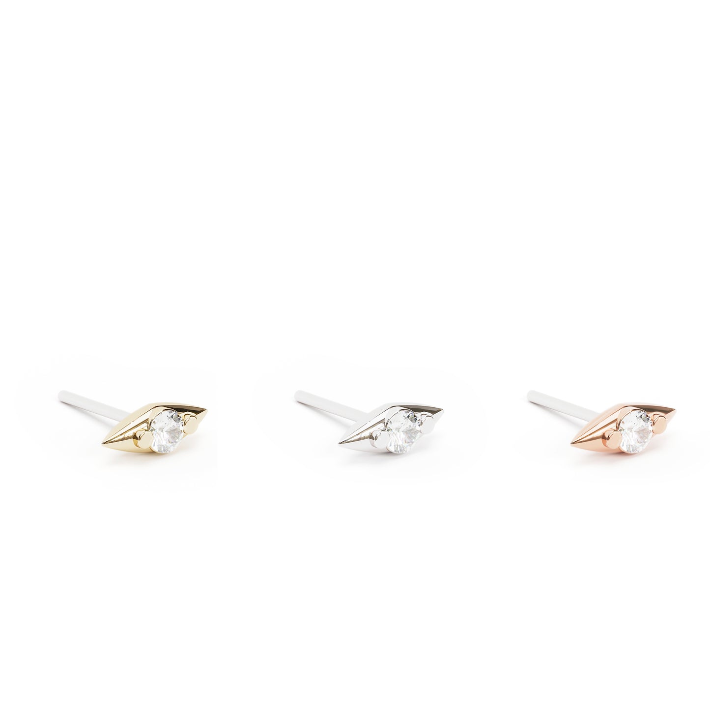 Tiny 14K Gold Minimalist Diamond Threadless End