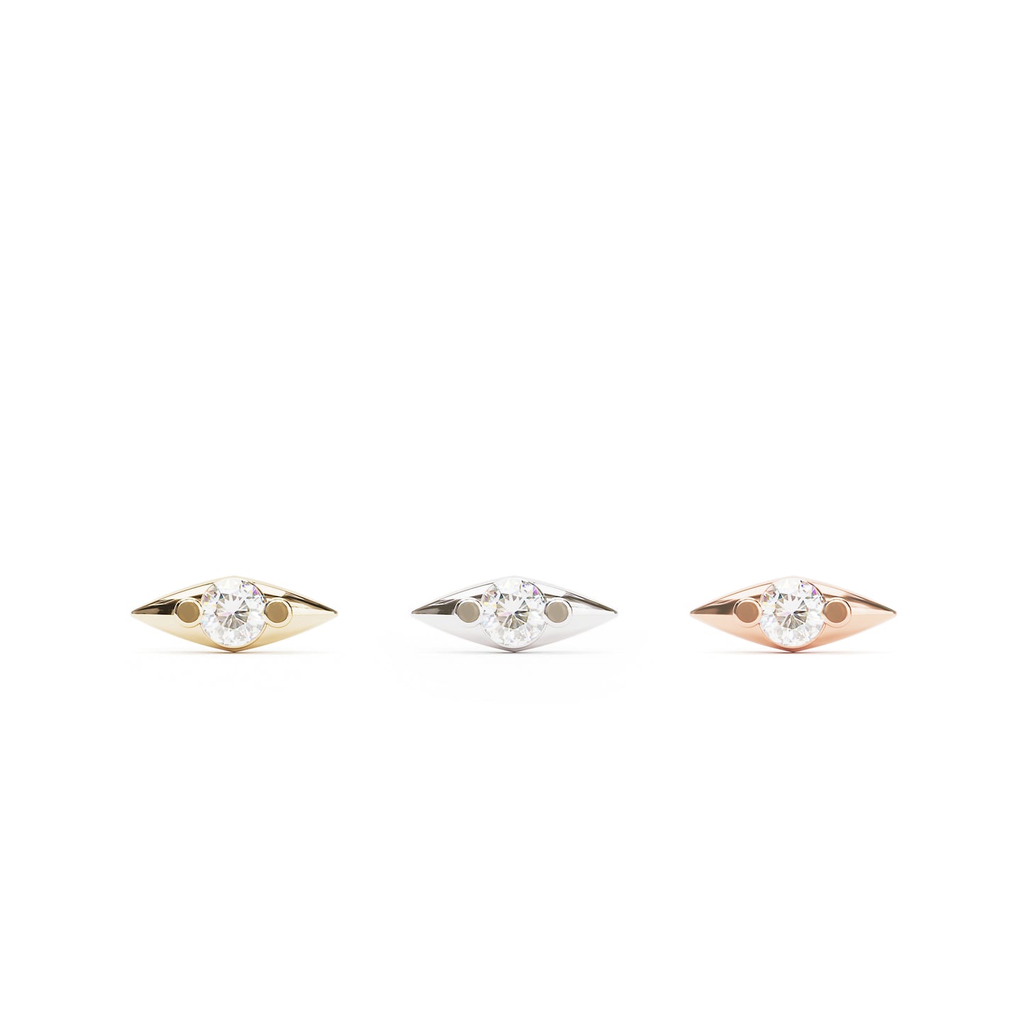 Tiny 14K Gold Minimalist Diamond Threadless End
