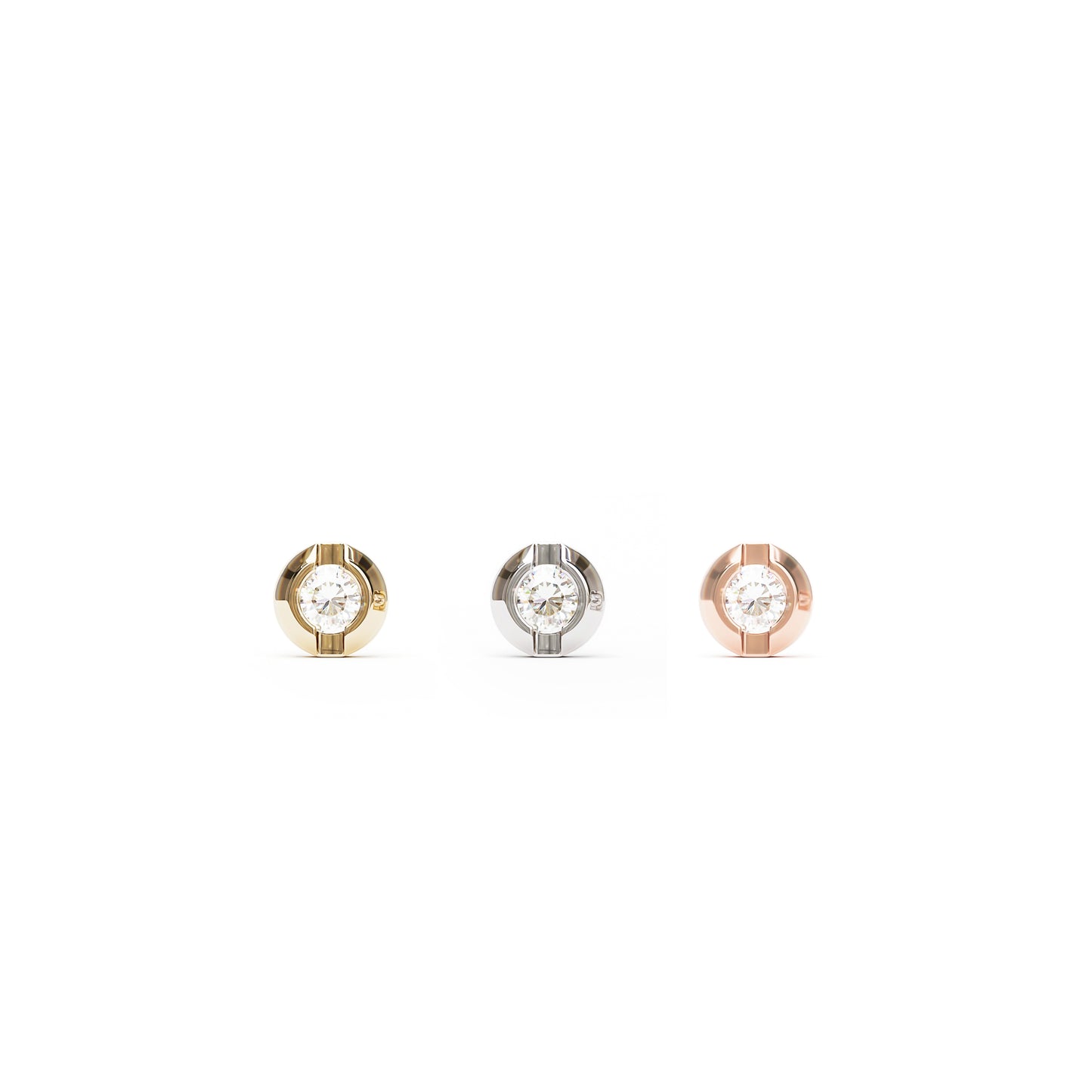 14K Gold Bezel-Set Diamond Solitaire Threadless End