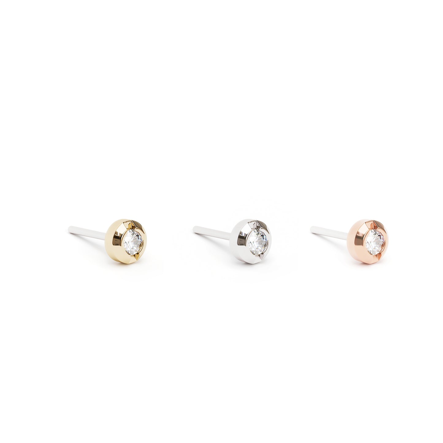 14K Gold Bezel-Set Diamond Solitaire Threadless End