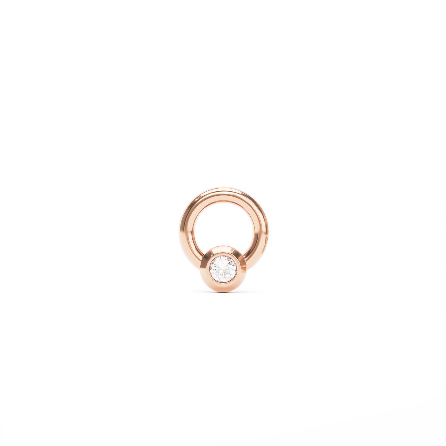 14K Gold Bezel-Set Diamond Open Circle Threadless End