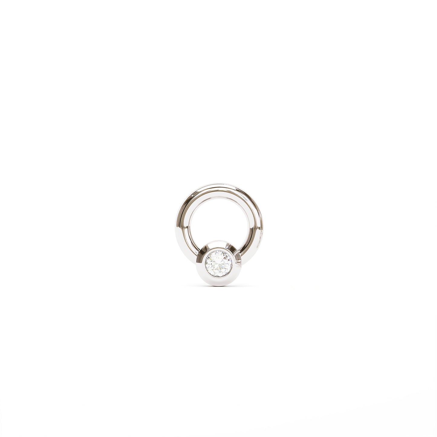 14K Gold Bezel-Set Diamond Open Circle Threadless End