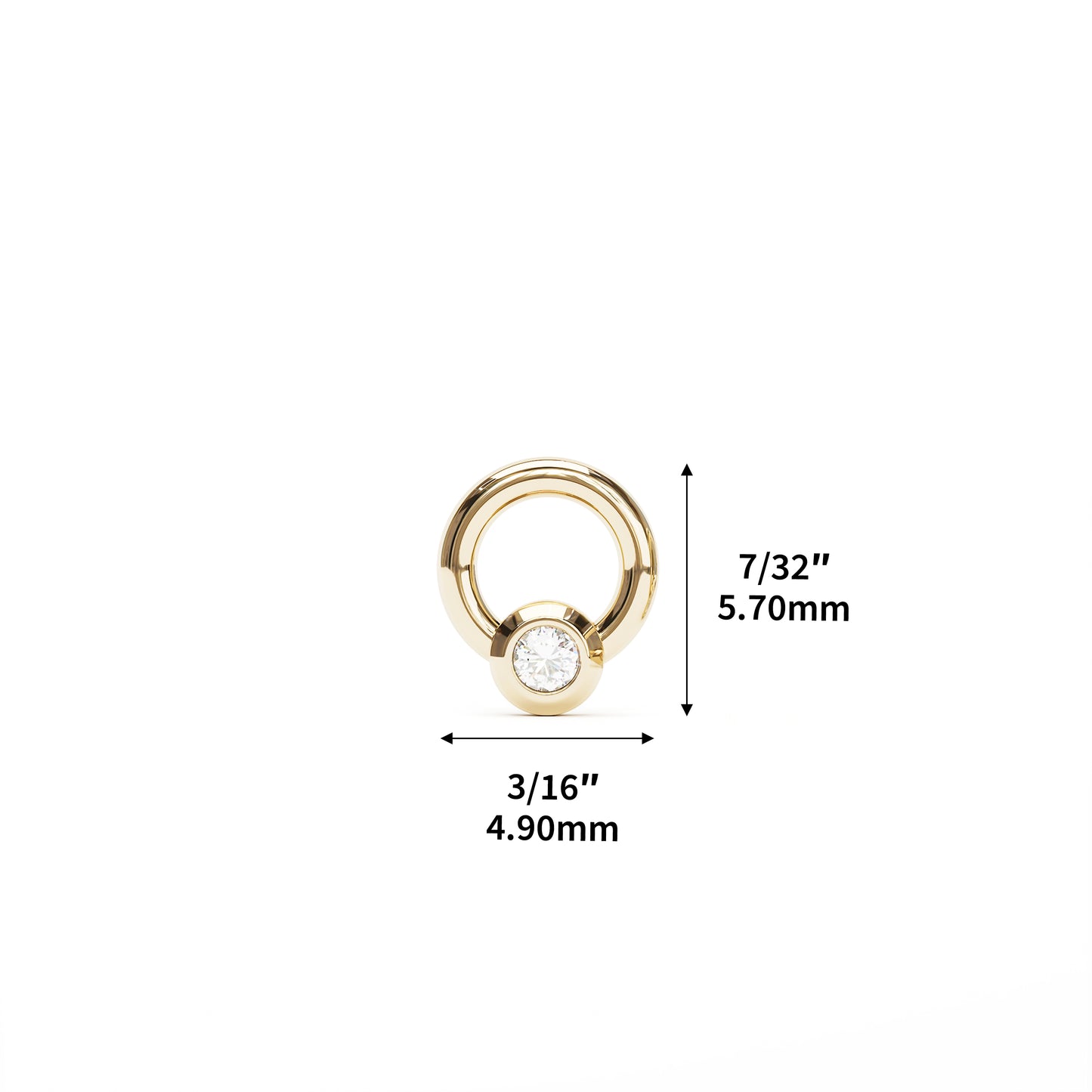 14K Gold Bezel-Set Diamond Open Circle Threadless End