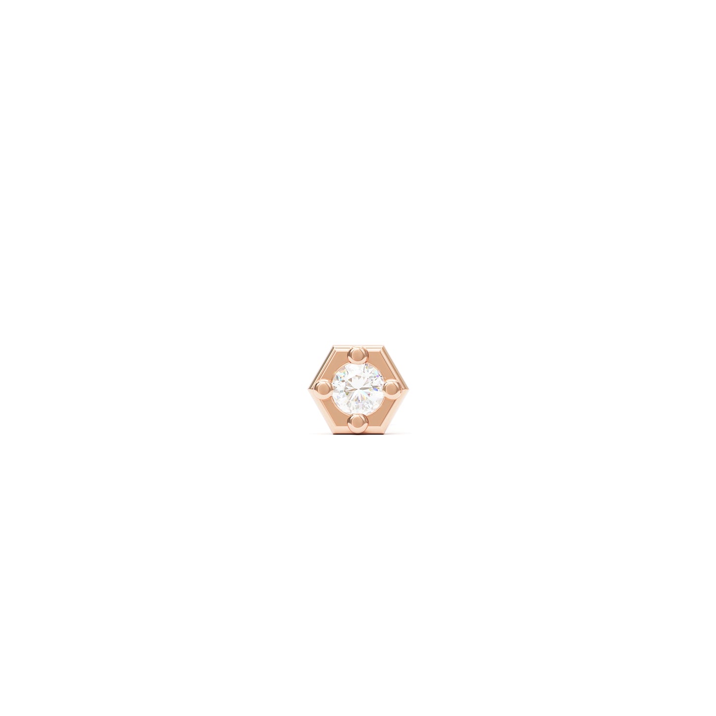 14K Gold Diamond Hexagon Threadless End