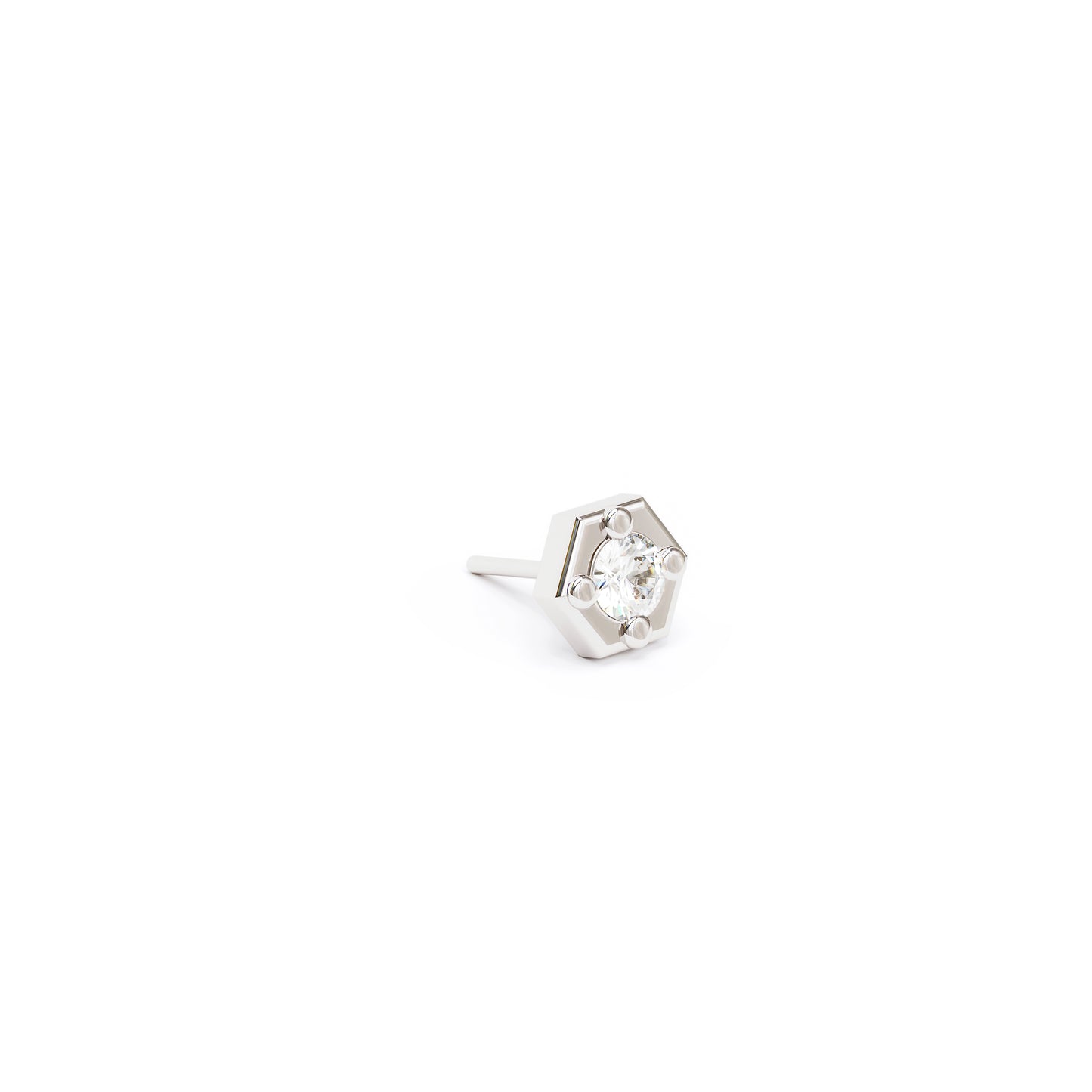 14K Gold Diamond Hexagon Threadless End
