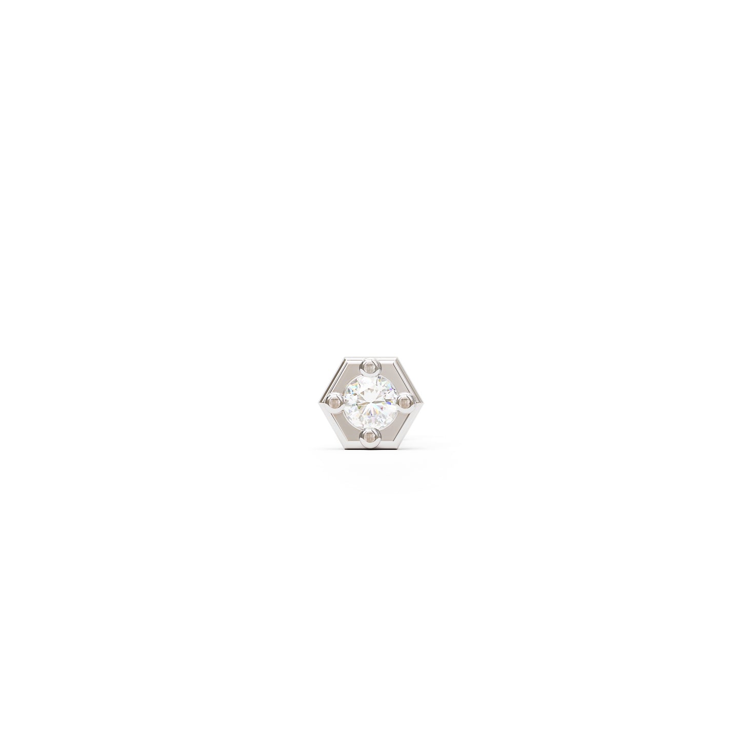 14K Gold Diamond Hexagon Threadless End