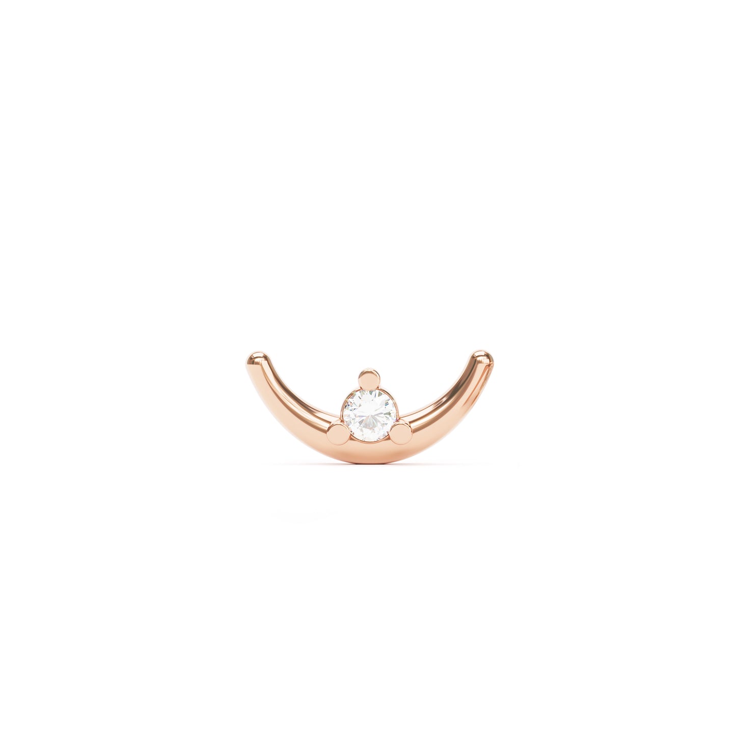 14K Gold Diamond Curved Crescent Moon Threadless End