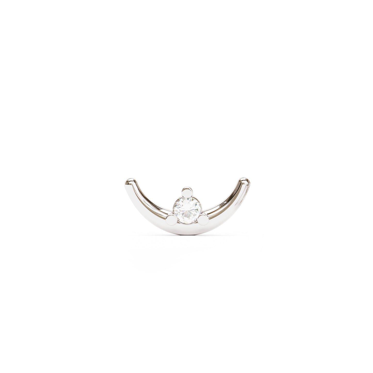 14K Gold Diamond Curved Crescent Moon Threadless End