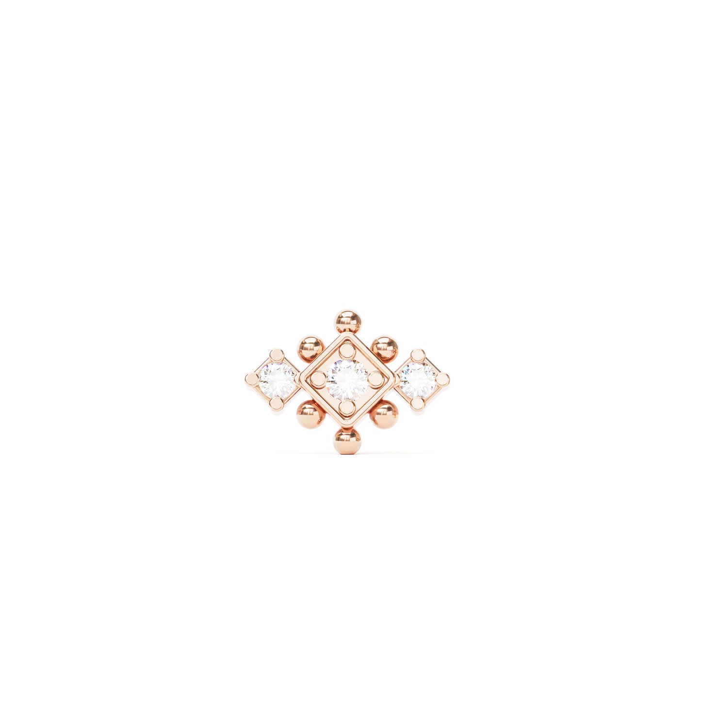 14K Gold Diamond Beaded Geometric Threadless End