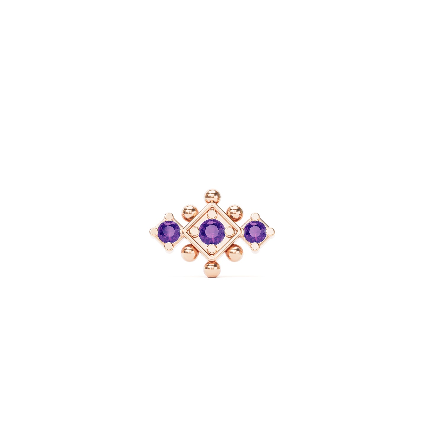 14K Gold Amethyst Beaded Geometric Threadless End