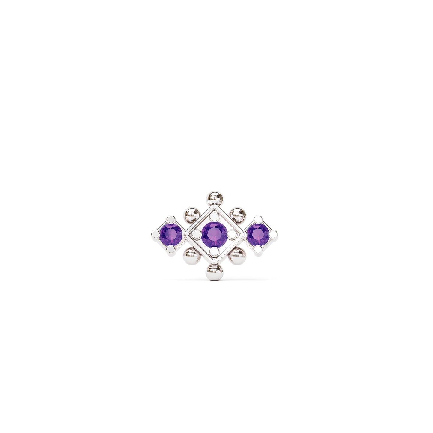 14K Gold Amethyst Beaded Geometric Threadless End