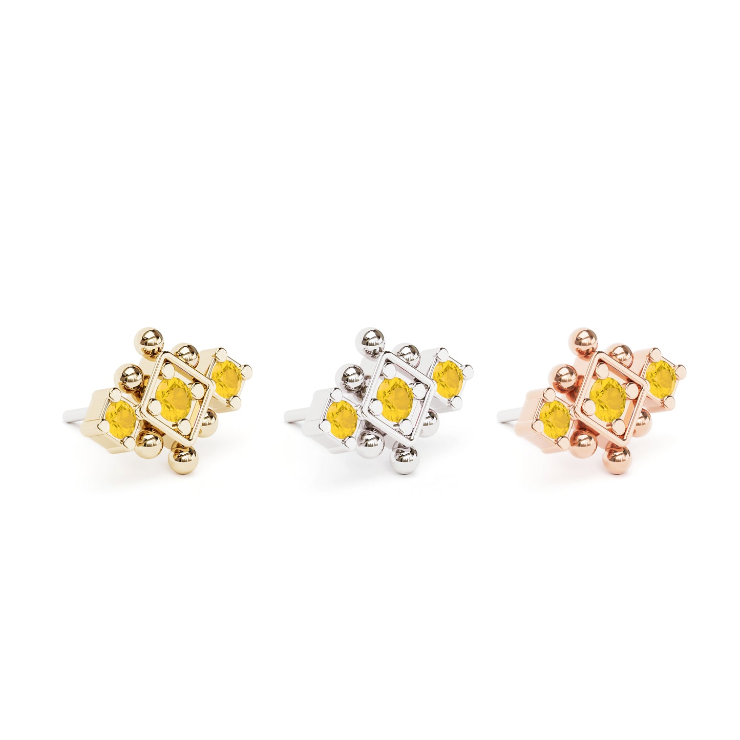 14K Gold Citrine Beaded Geometric Threadless End