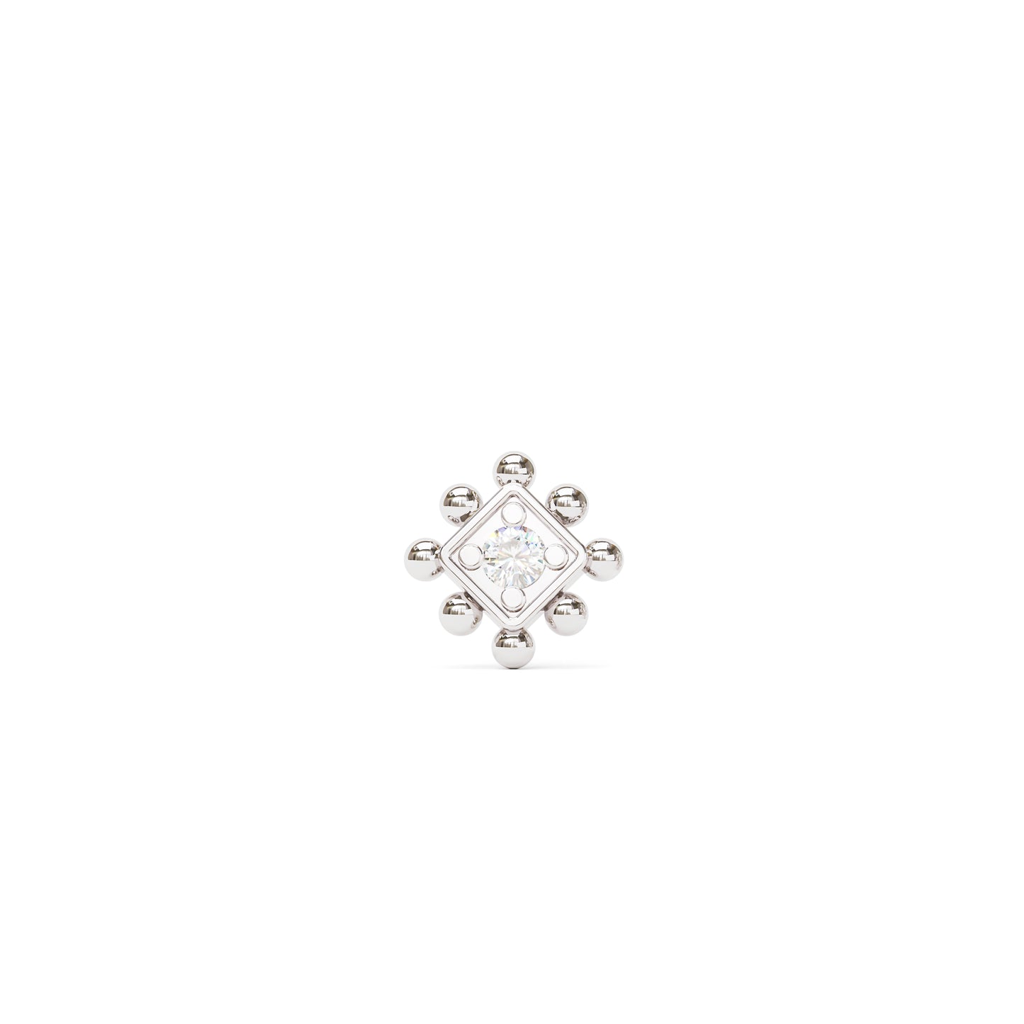 14K Gold Diamond Beaded Square Threadless End
