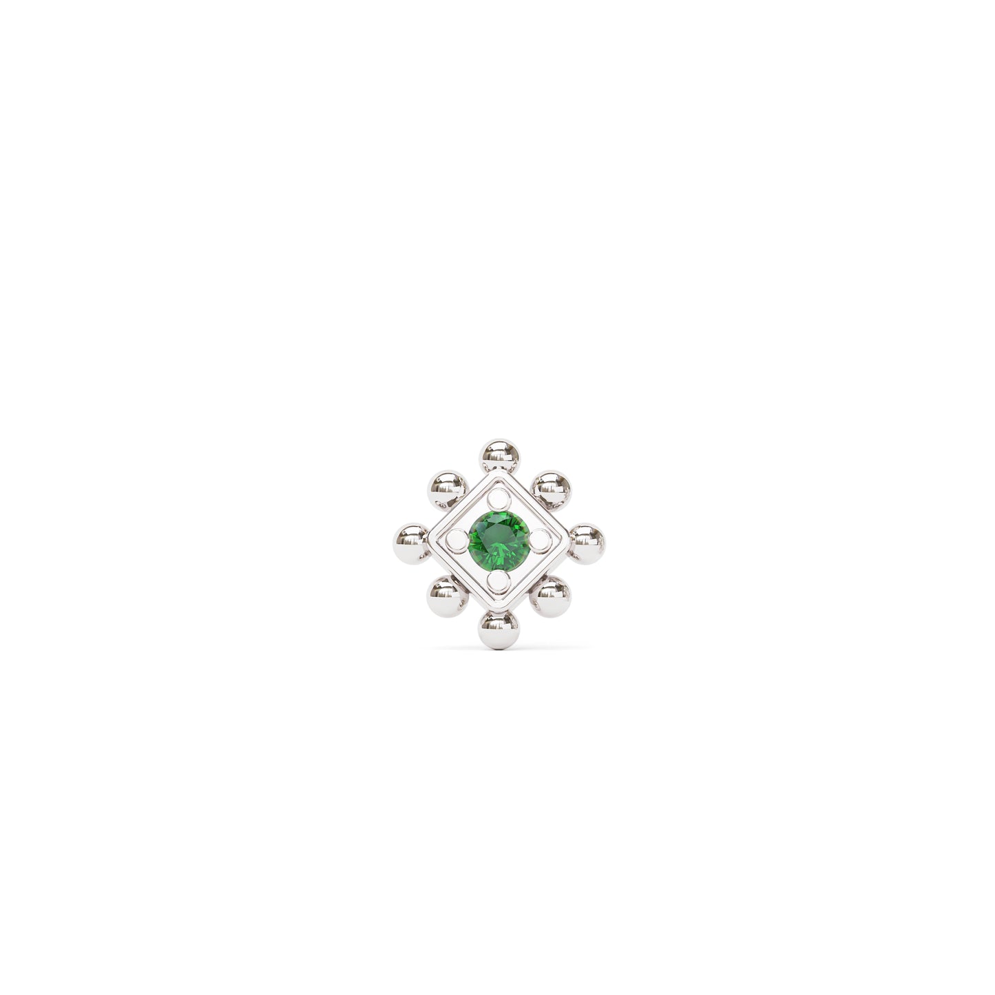 14K Gold Emerald Beaded Square Threadless End