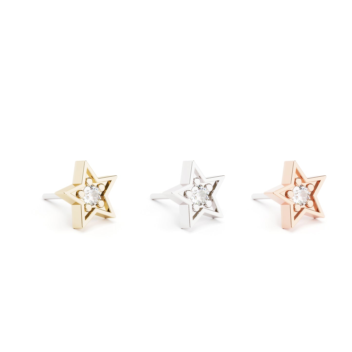 14K Gold Diamond Star Threadless End