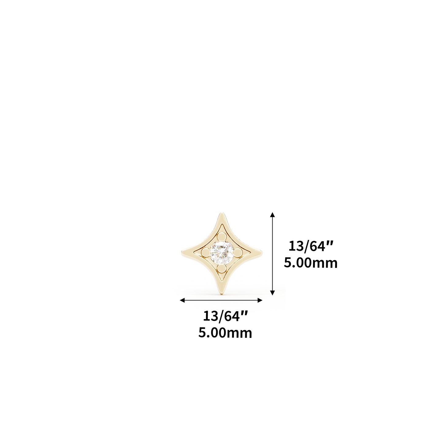 14K Gold Diamond Starburst Threadless End