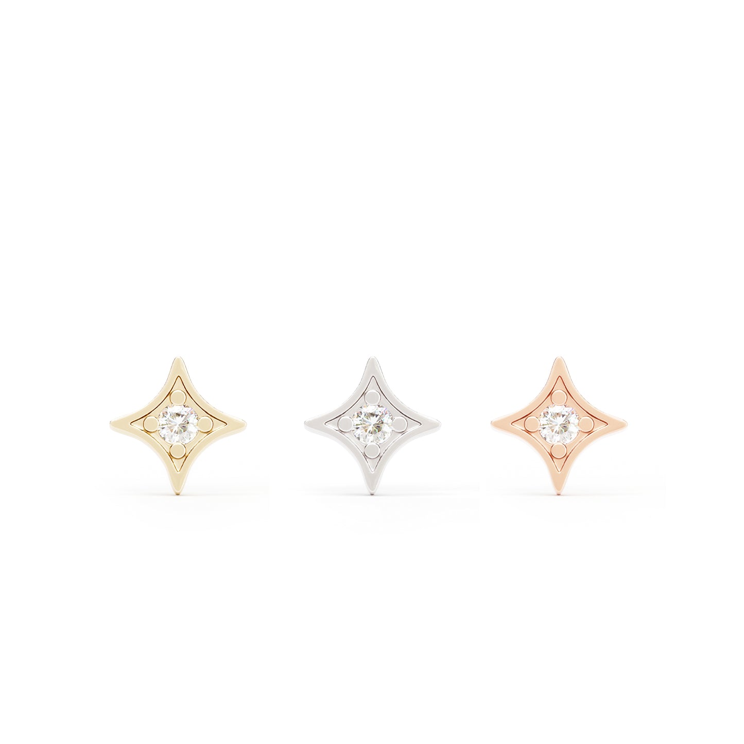 14K Gold Diamond Starburst Threadless End