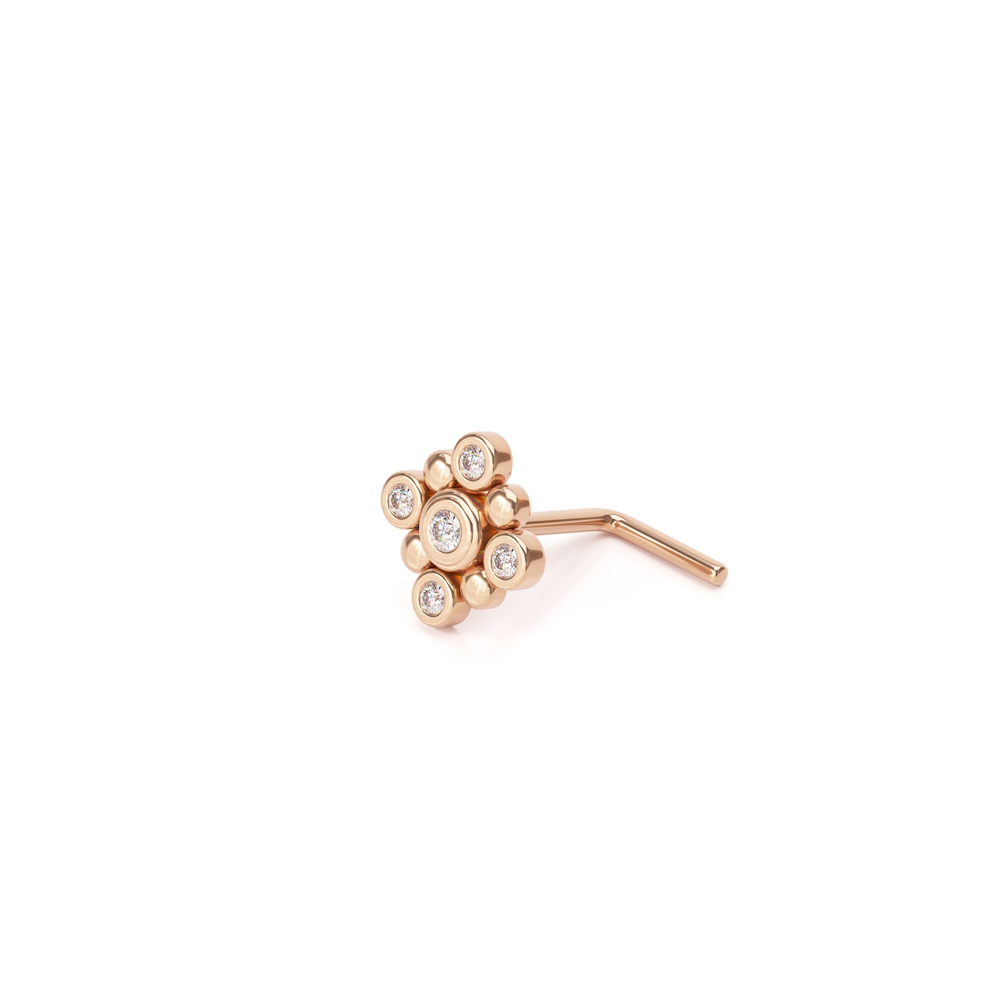 Solid Gold Diamond Square L-Shape Nose Stud