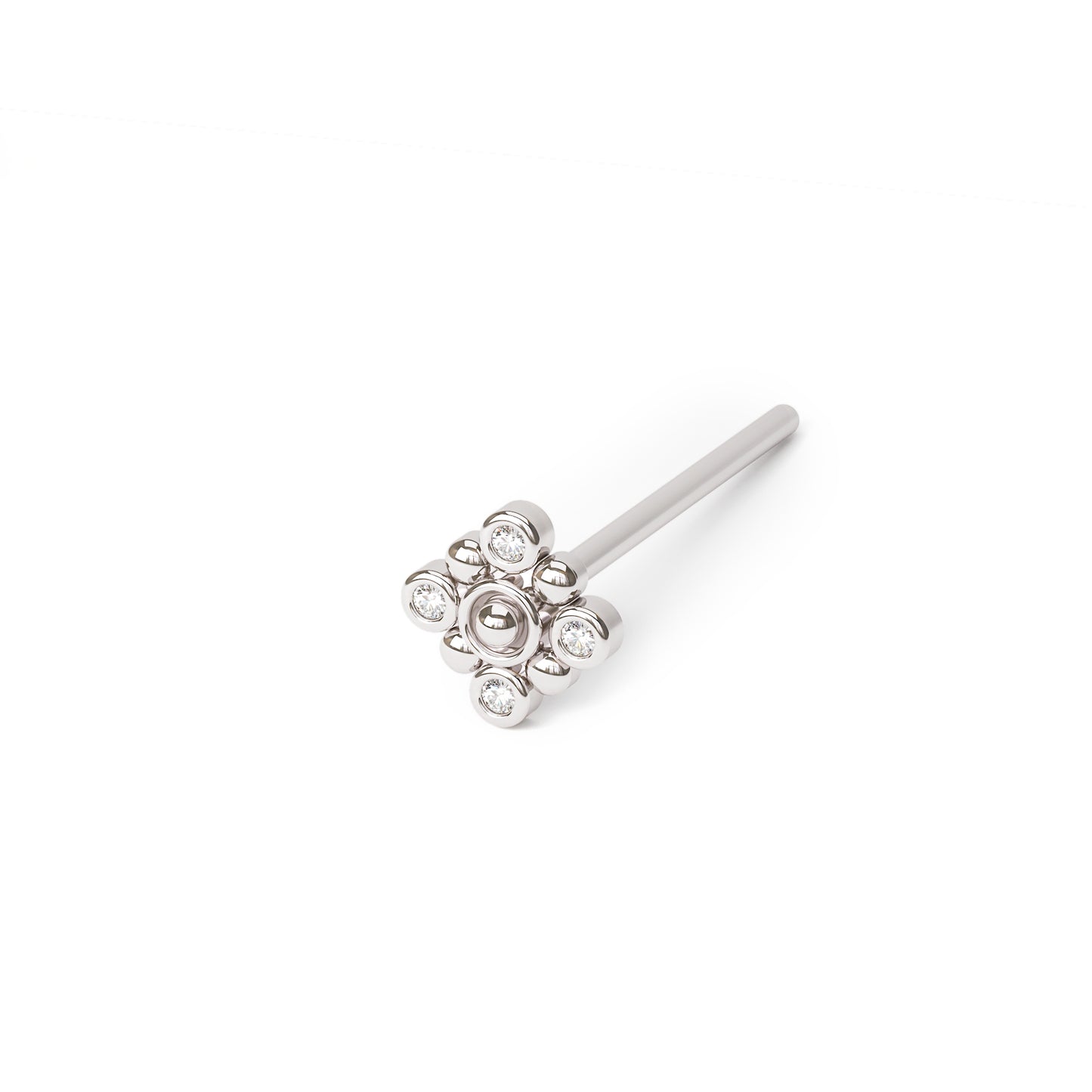 Solid Gold Diamond Square Nose Pin