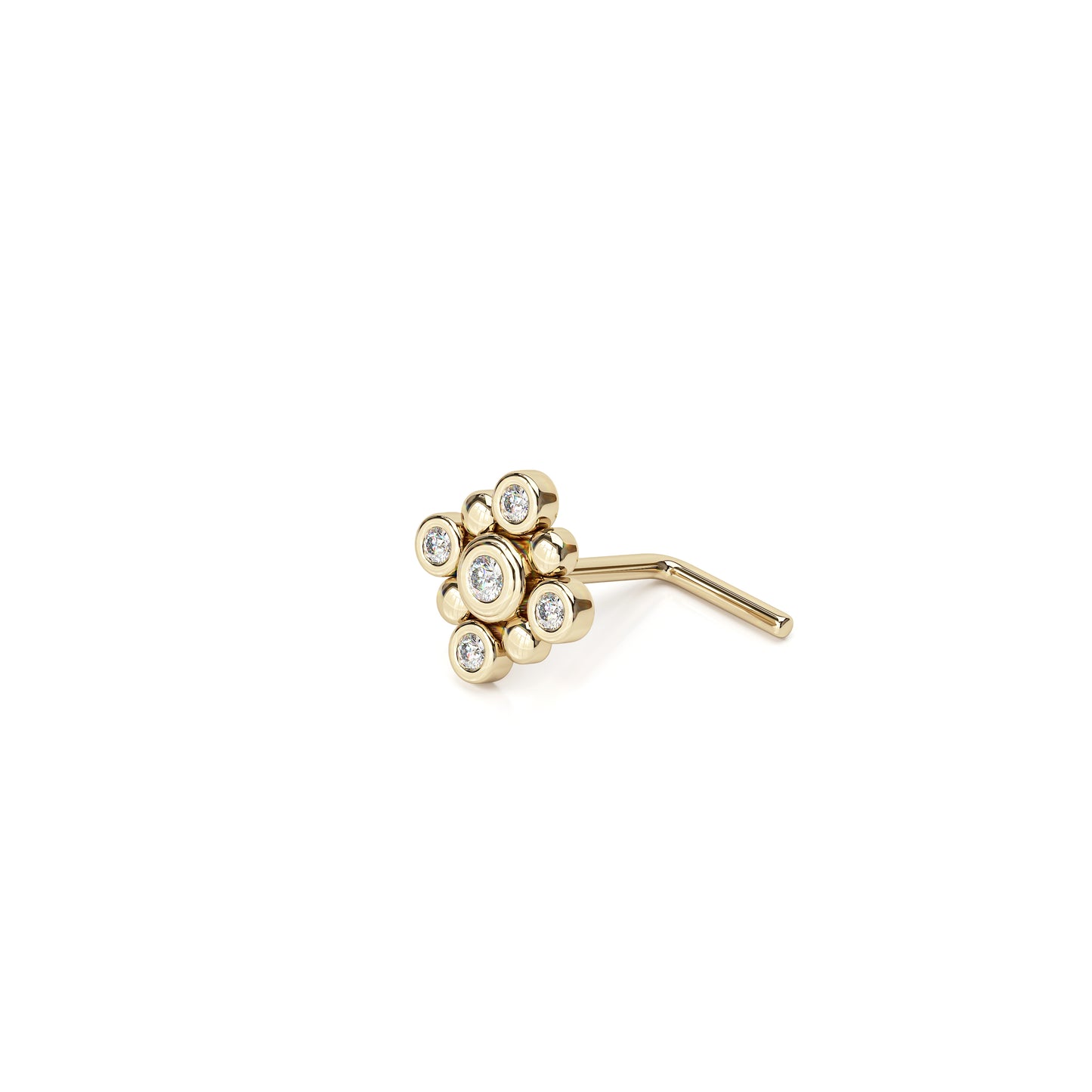 Solid Gold Diamond Square L-Shape Nose Stud