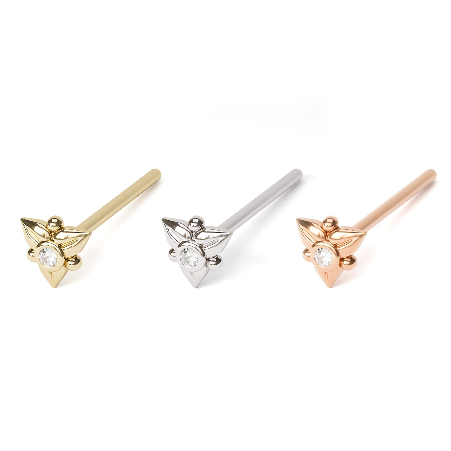 Solid Gold Diamond Floral Mandala Nose Pin