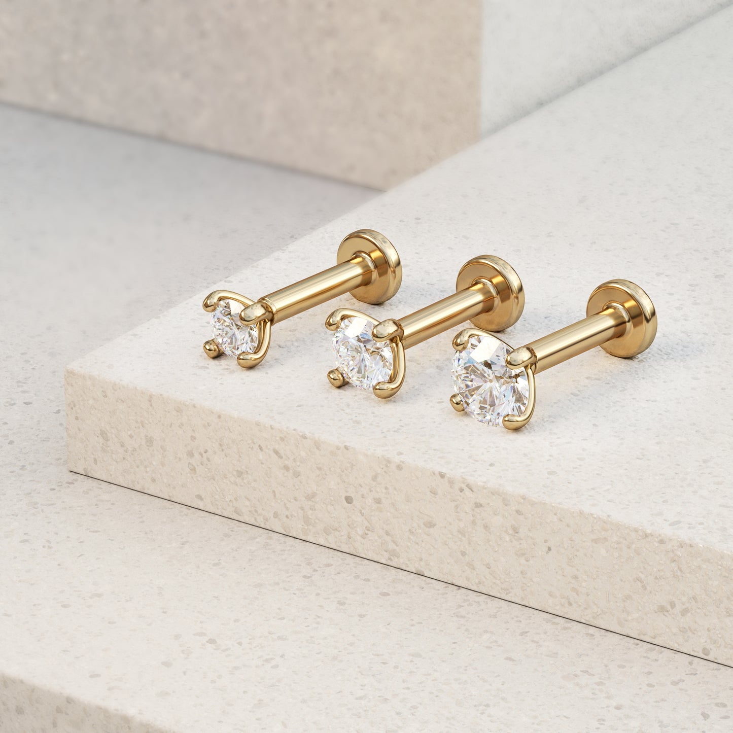 14K Gold Diamond Stud