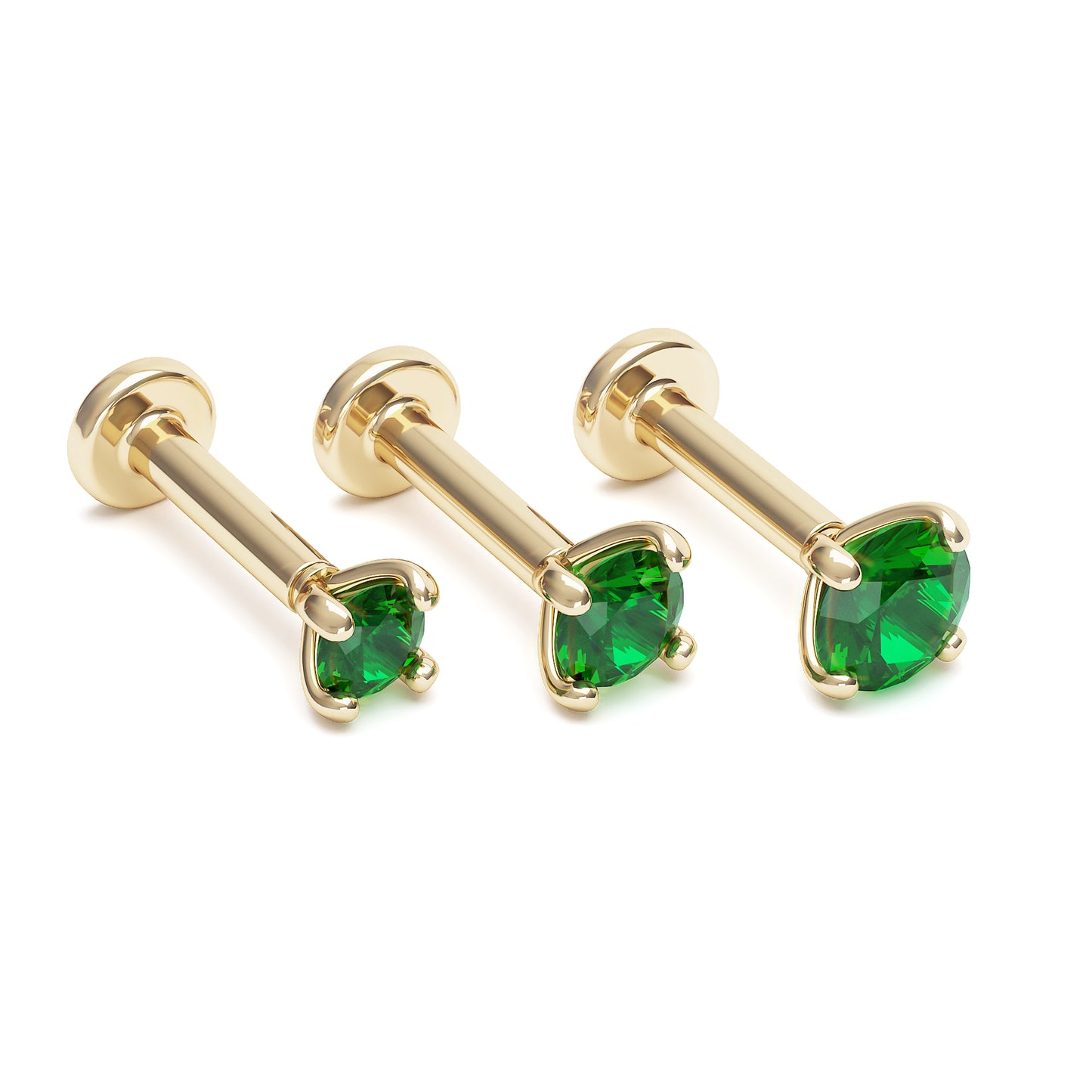 14K Gold Emerald Stud