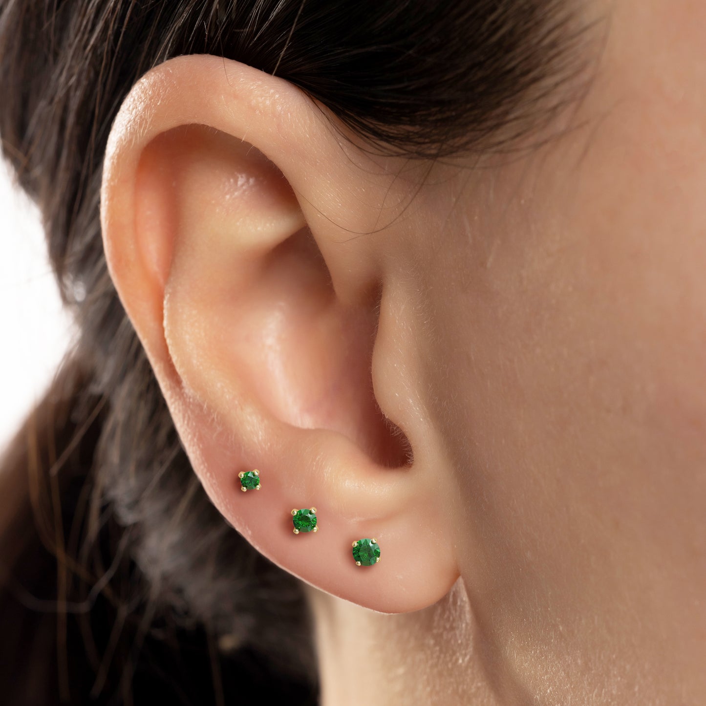 14K Gold Emerald Stud