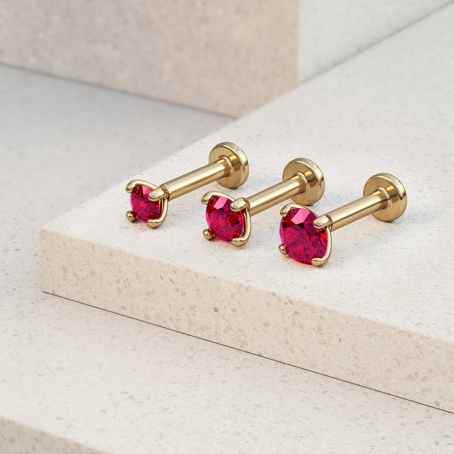 14K Gold Ruby Stud