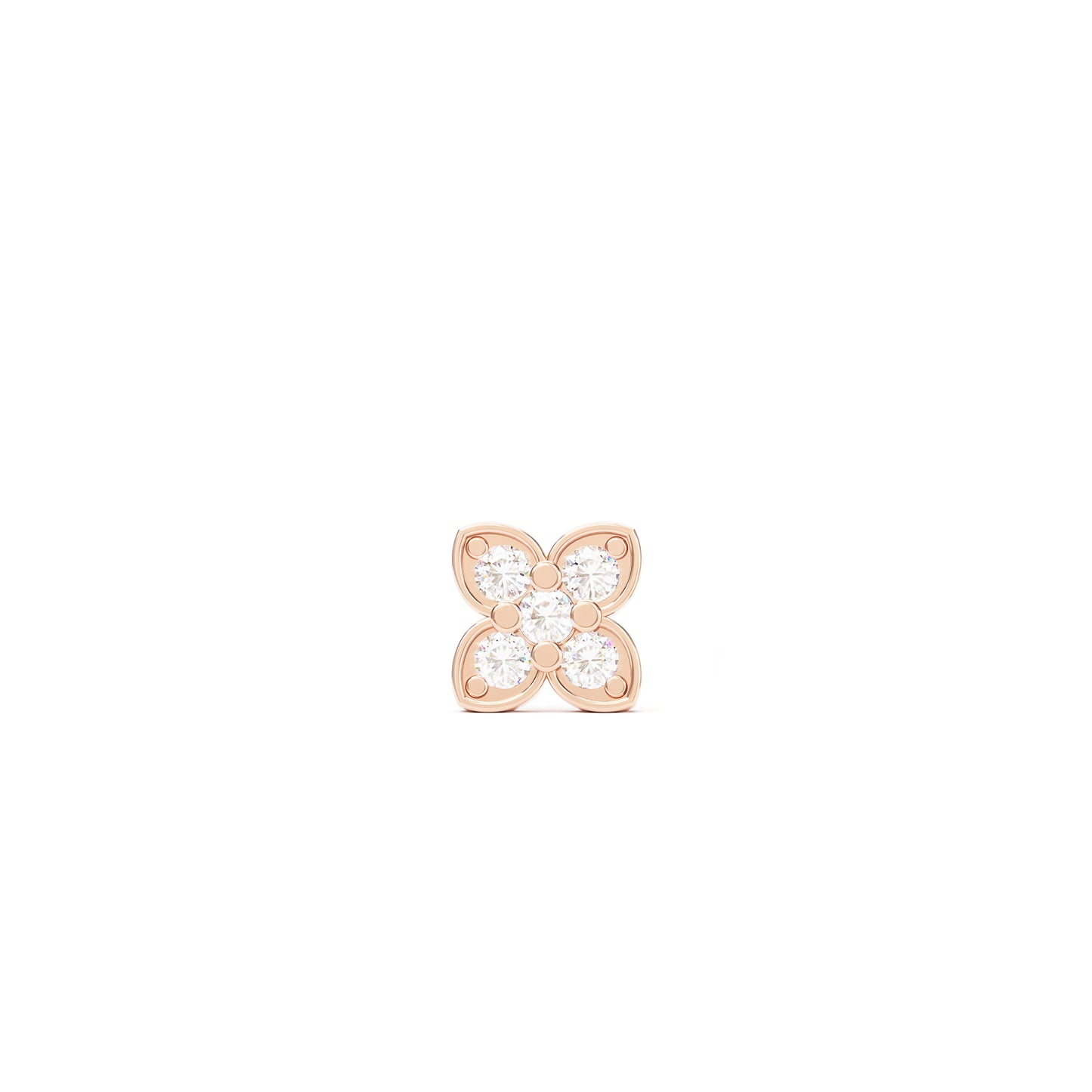 14K Gold Prong-Set Diamond Clover Threadless End