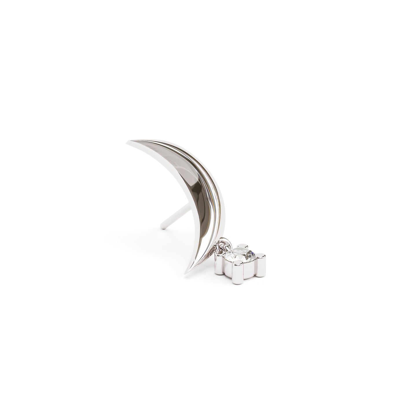 14K Gold Crescent Moon Diamond Dangle Threadless End