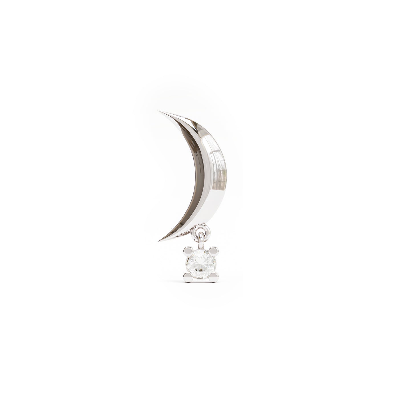 14K Gold Crescent Moon Diamond Dangle Threadless End