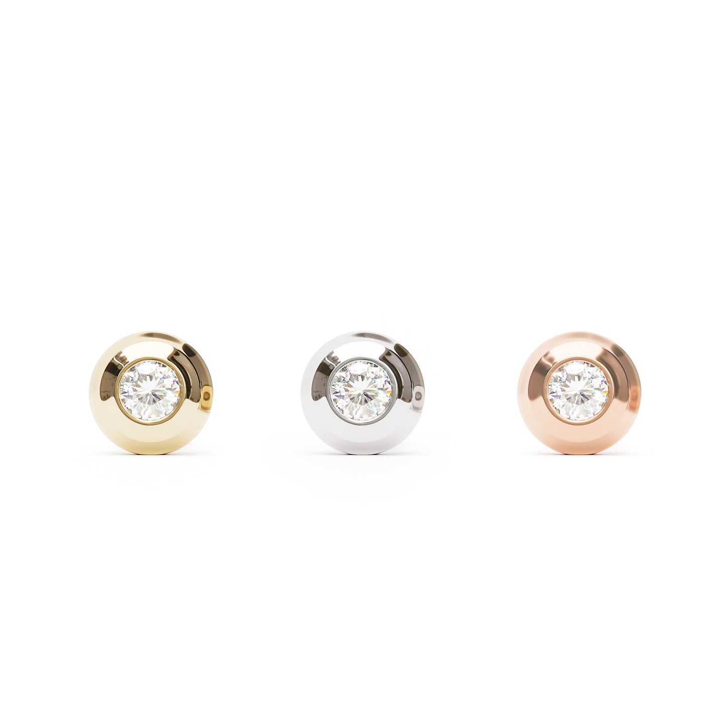 14K Gold 2mm Diamond Solitaire Threadless End
