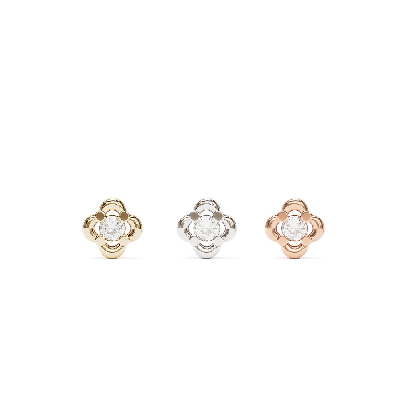 14K Gold Diamond Floral Threadless End