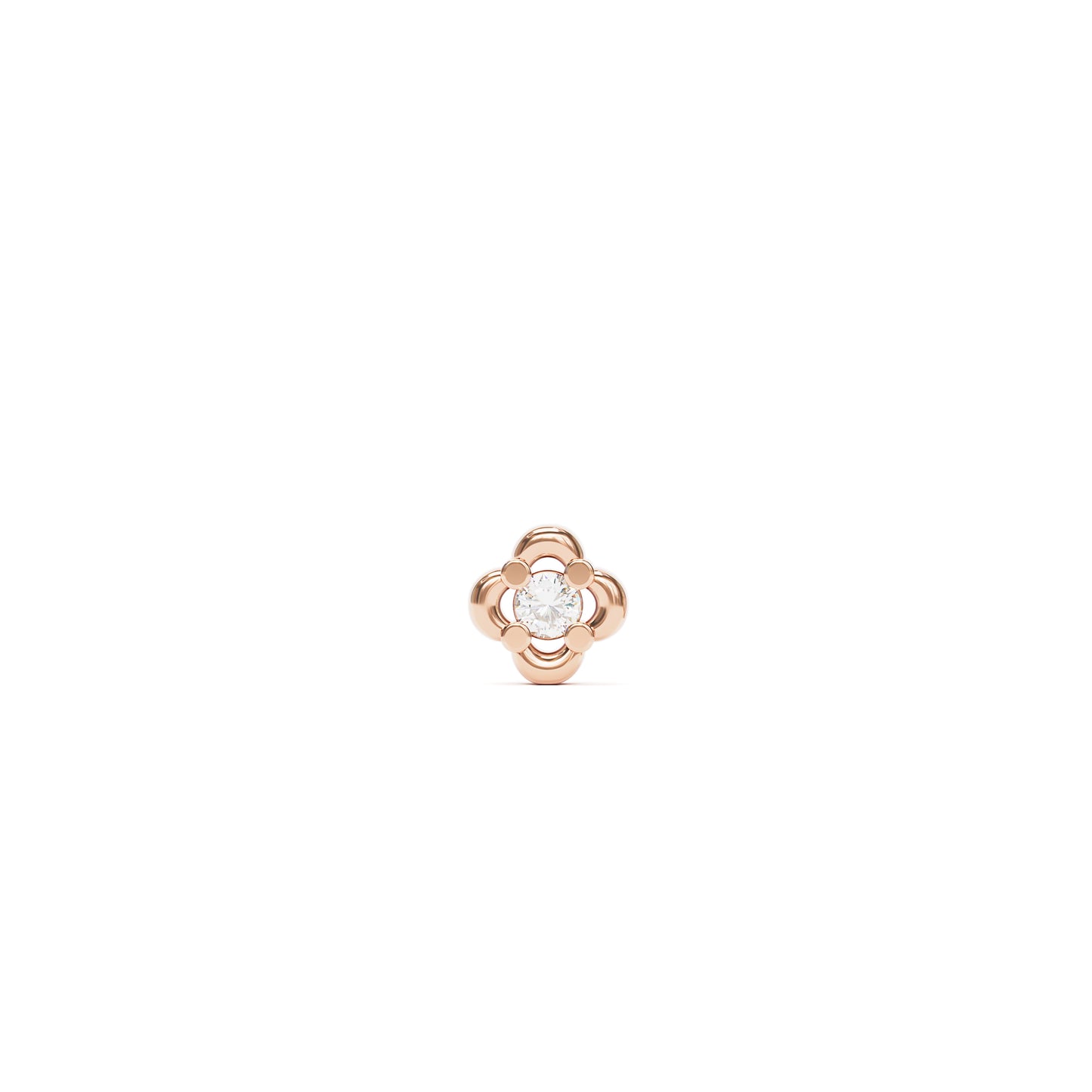 14K Gold Diamond Floral Threadless End