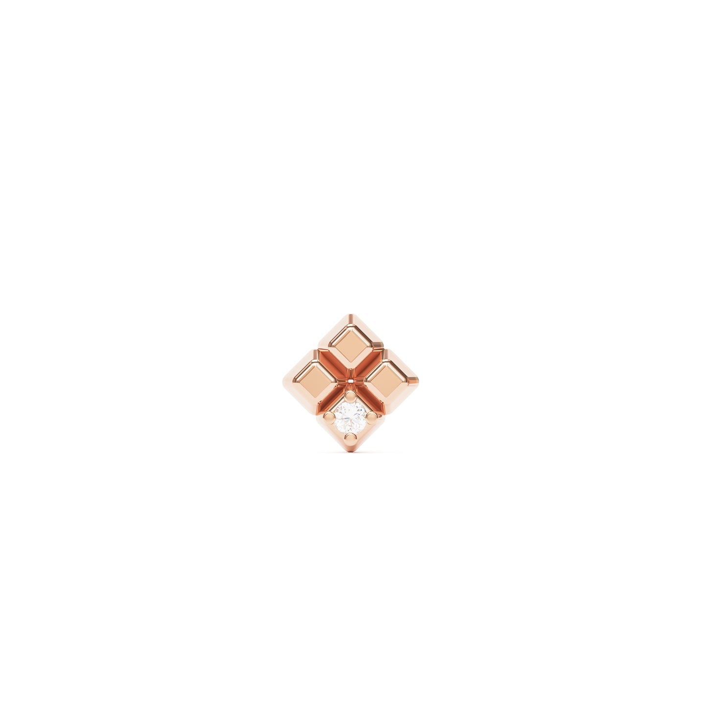 14K Gold Diamond Unique Square Threadless End