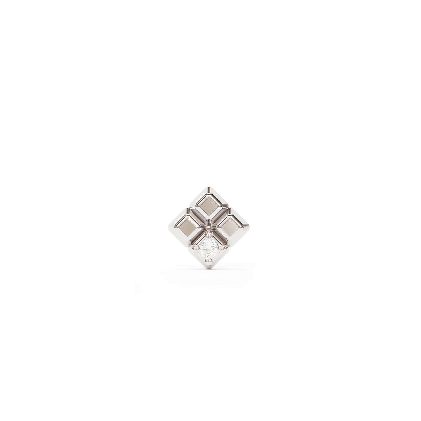 14K Gold Diamond Unique Square Threadless End