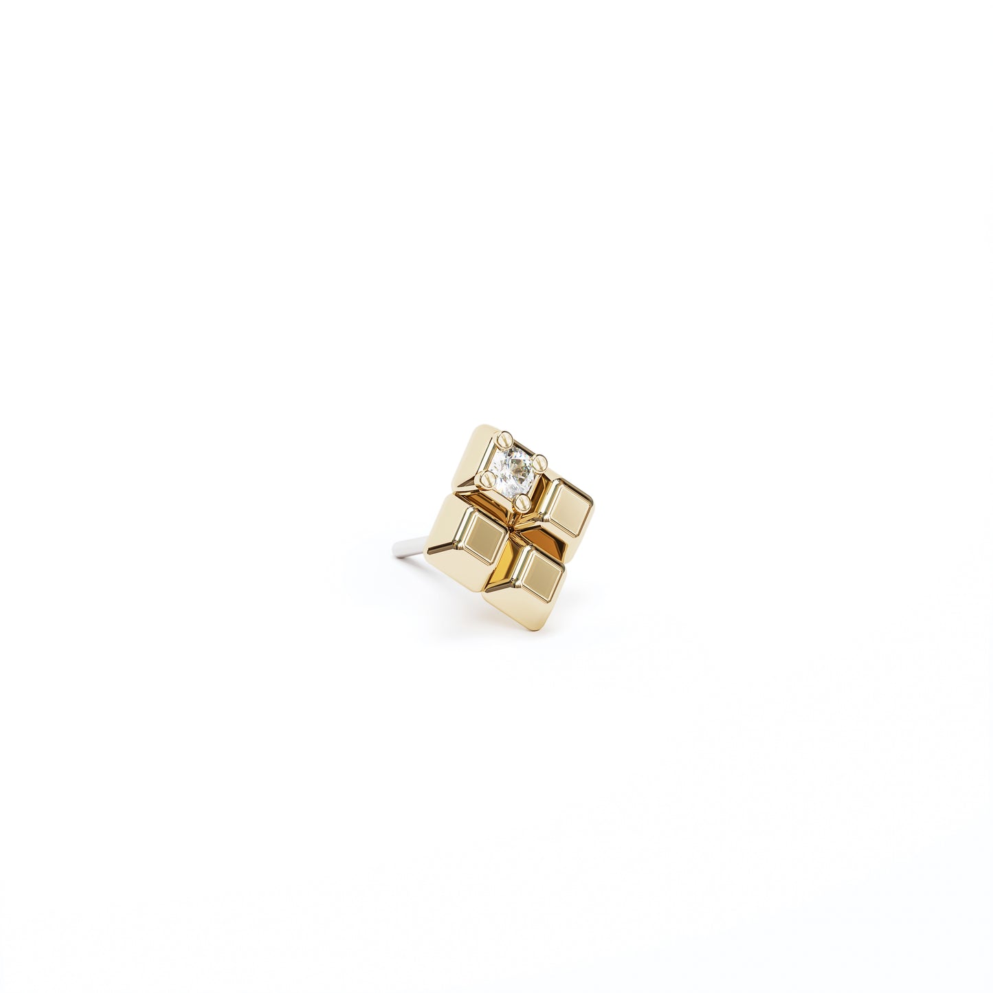 14K Gold Diamond Unique Square Threadless End