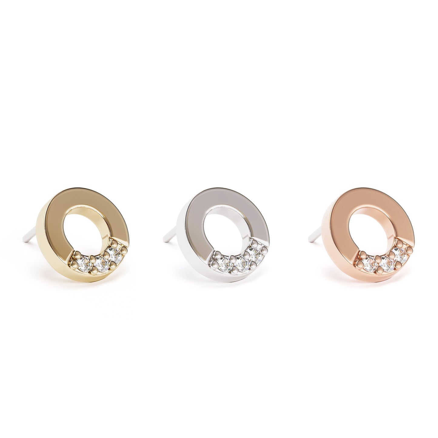 14K Gold Diamond Open Circle Threadless End