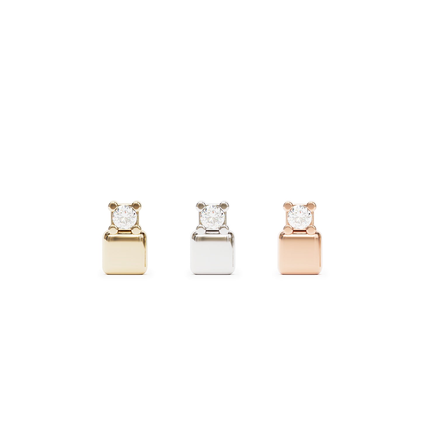 14K Gold Prong-Set Diamond Square Threadless End