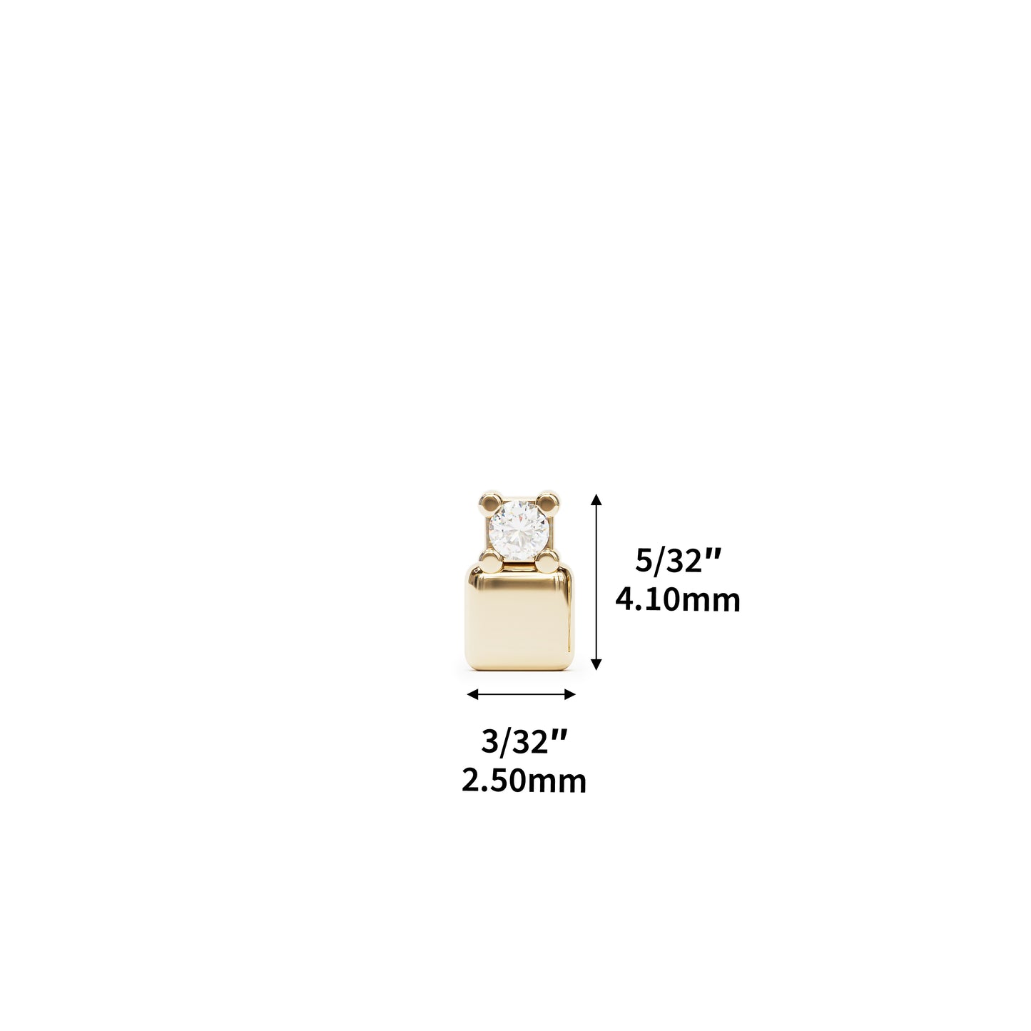 14K Gold Prong-Set Diamond Square Threadless End