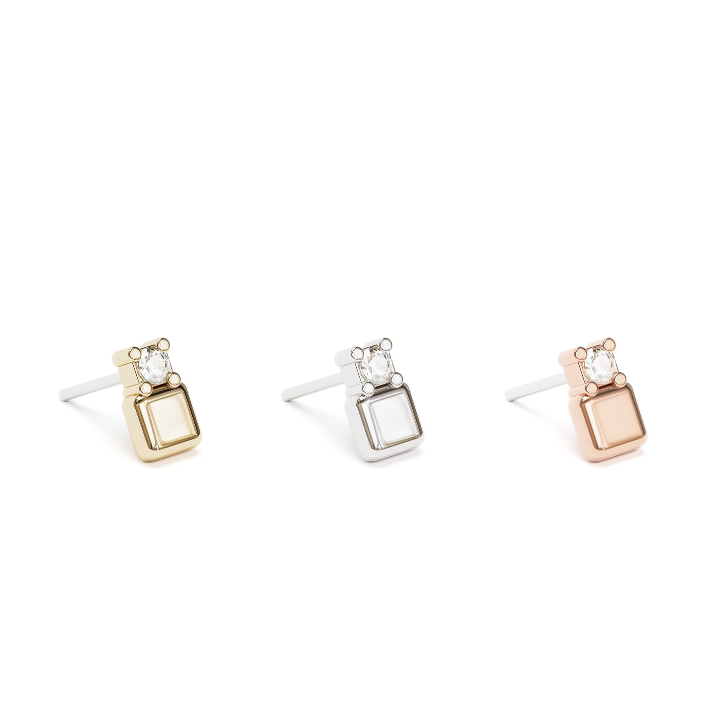 14K Gold Prong-Set Diamond Square Threadless End