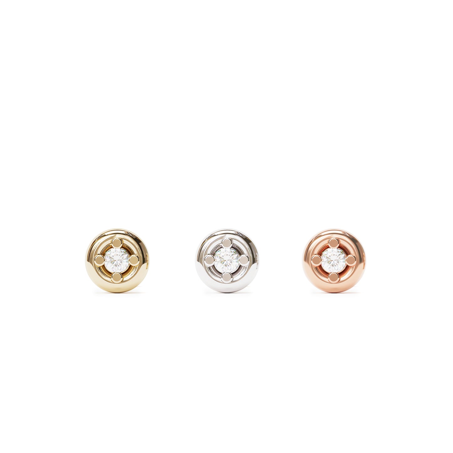 14K Gold Diamond Solitaire Threadless End