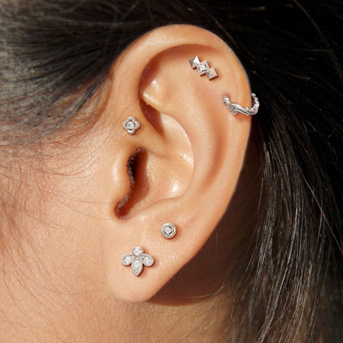 14K Gold Diamond Solitaire Threadless End