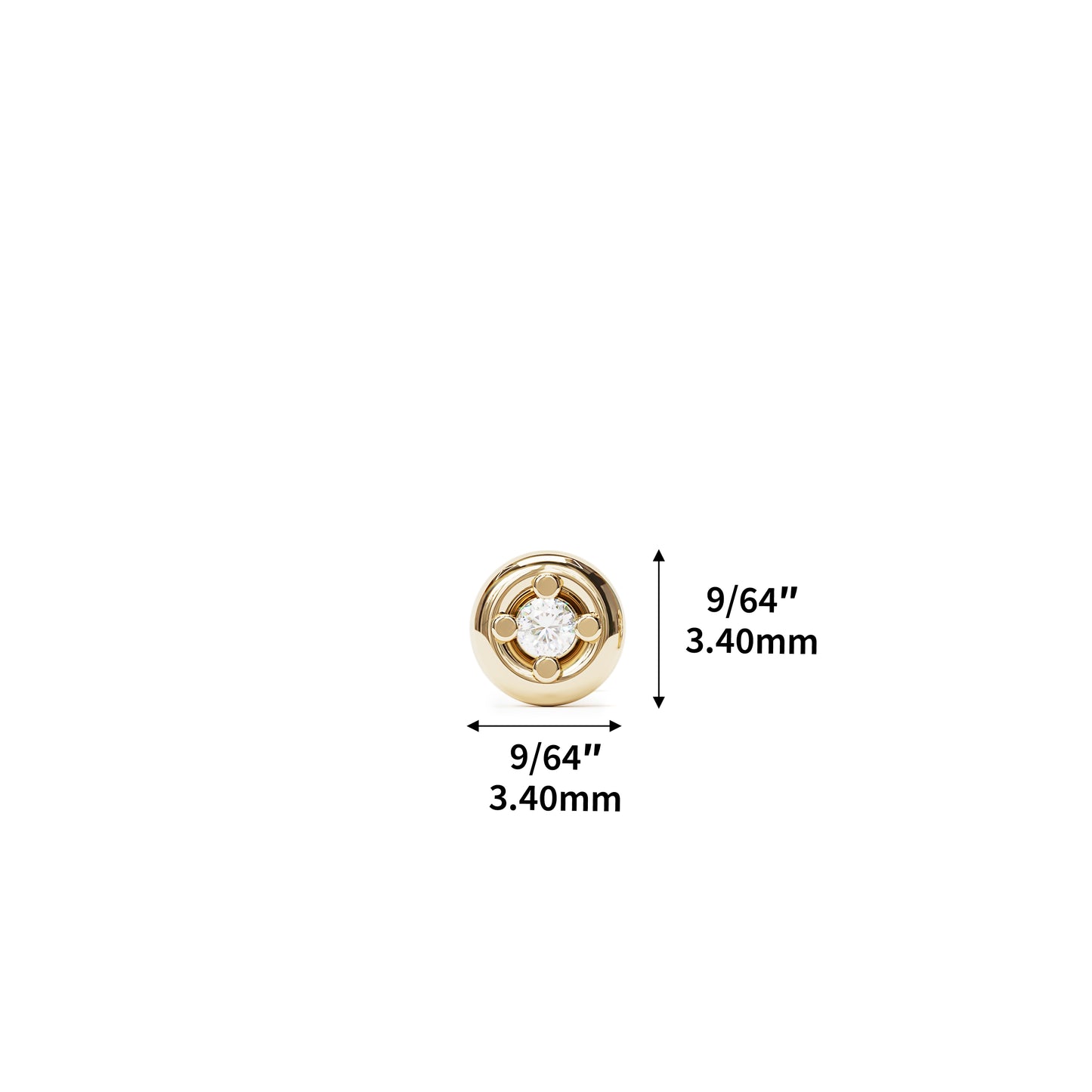 14K Gold Diamond Solitaire Threadless End