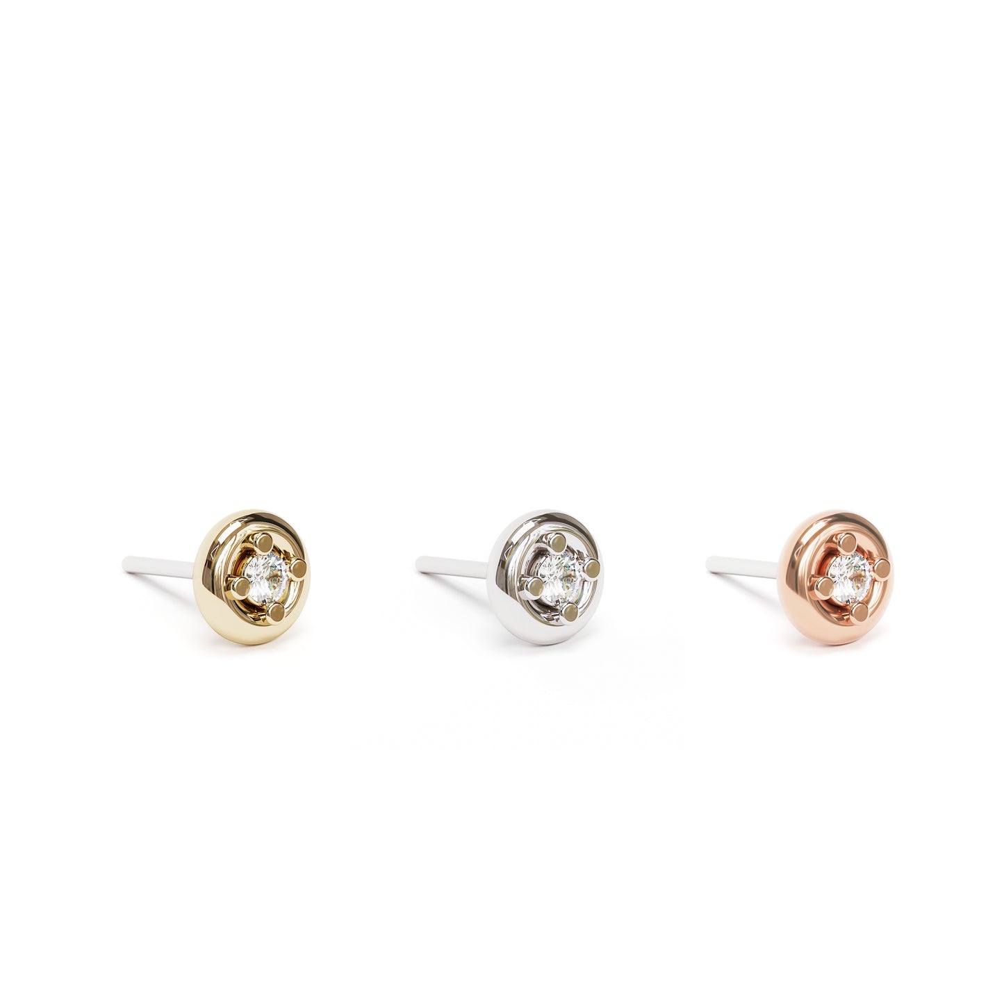 14K Gold Diamond Solitaire Threadless End