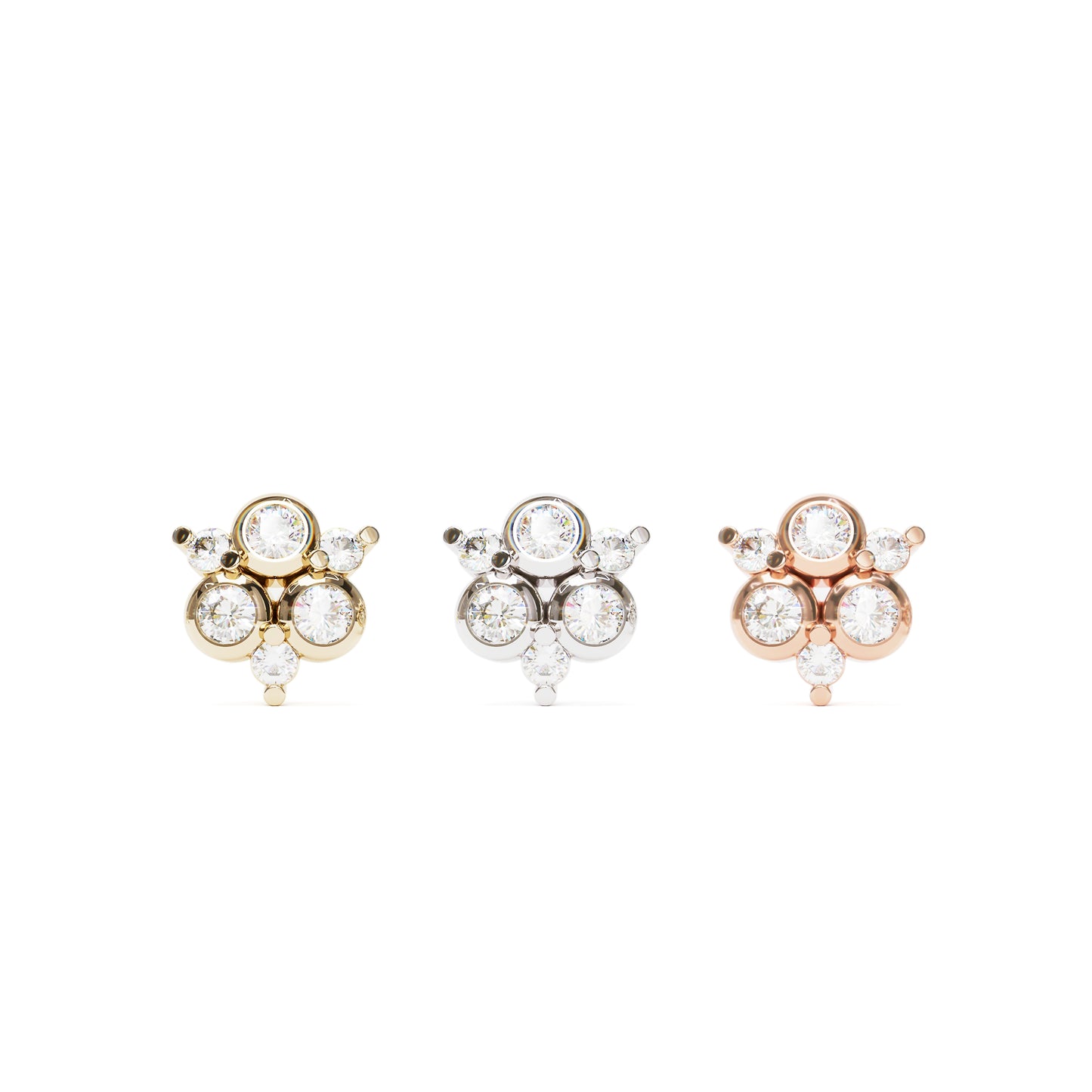 14K Gold Diamond Cluster Threadless End