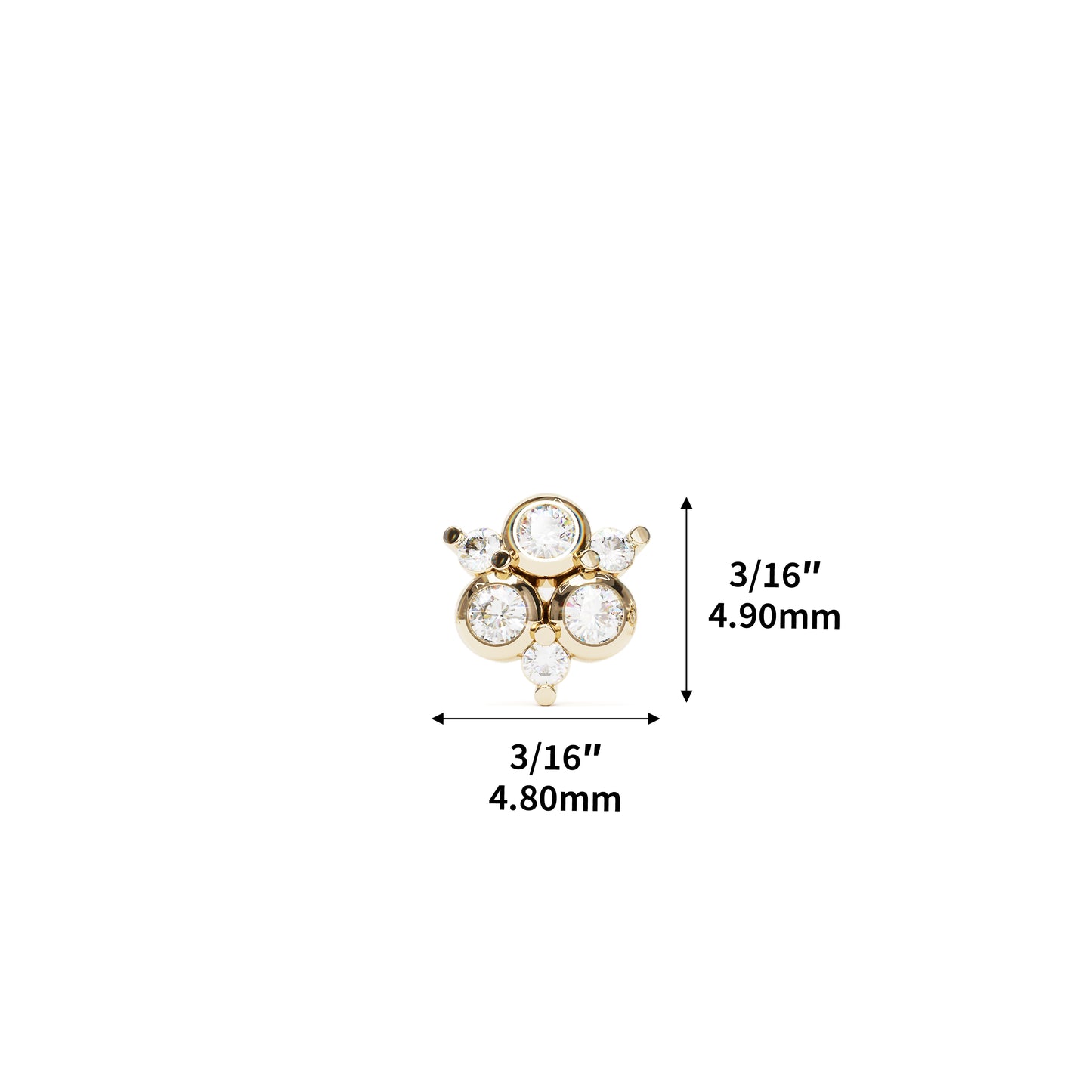 14K Gold Diamond Cluster Threadless End